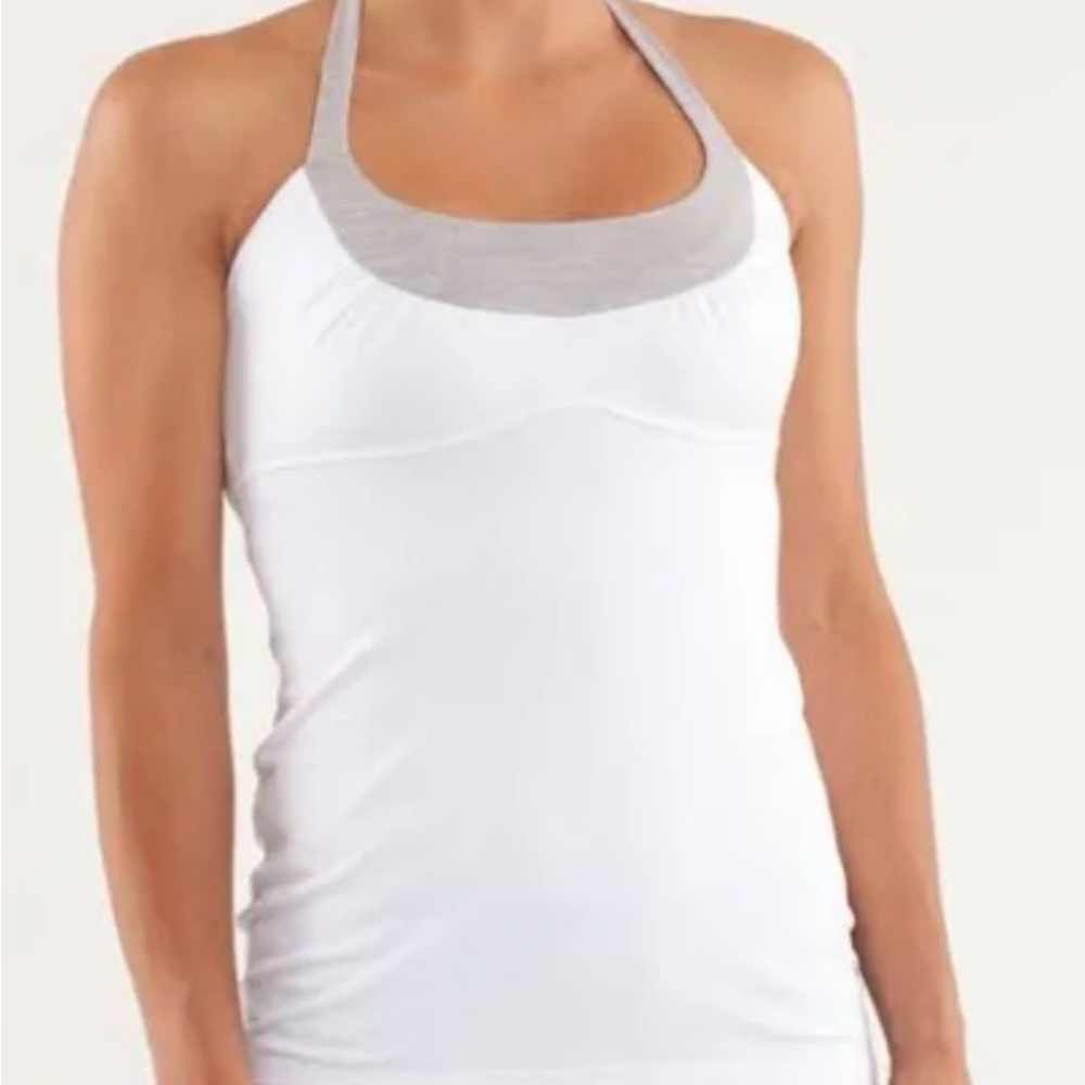 lululemon athletica White and Gray Tank Top